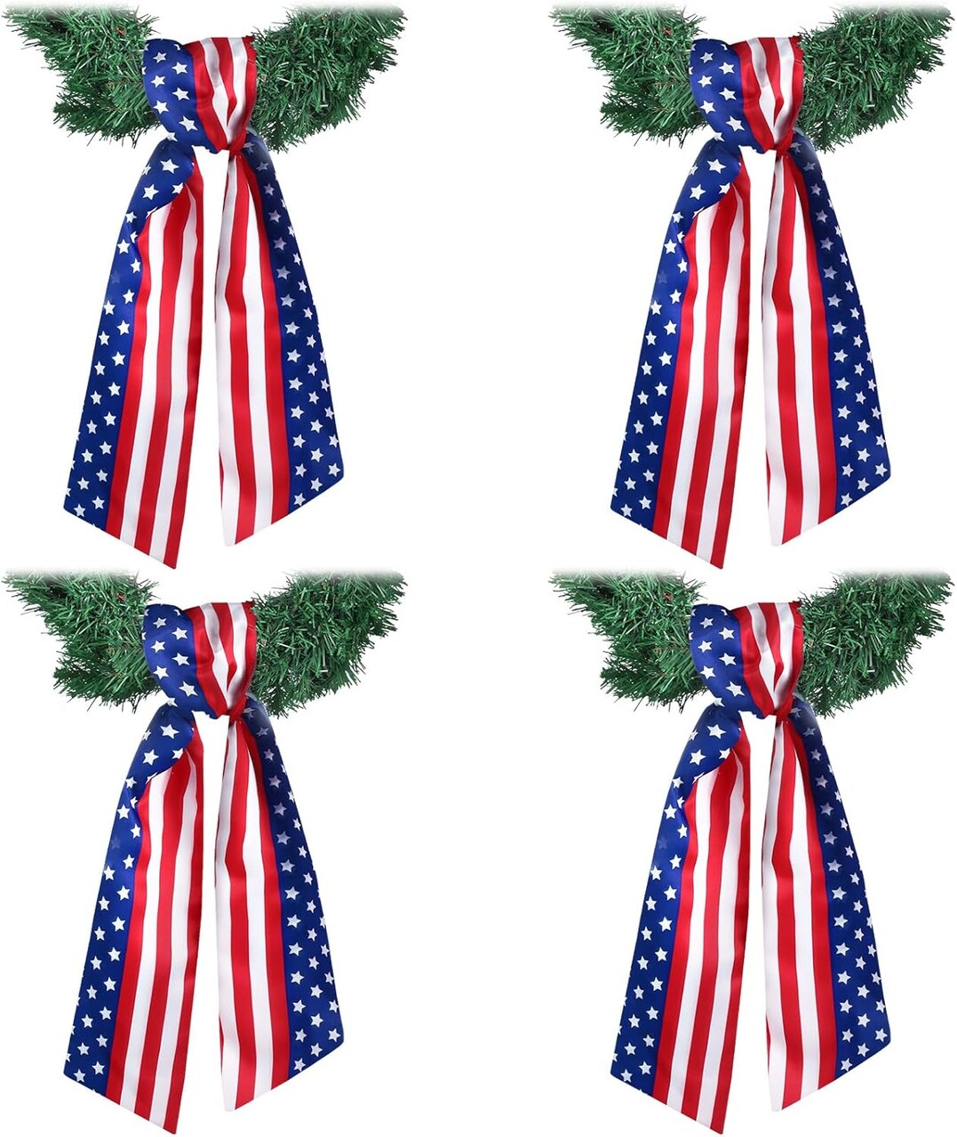 4 Pcs 4th of July Wreath Sash for Front Door Independence Day